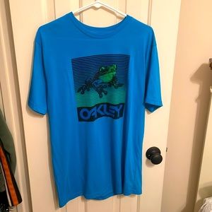 OAKLEY blue T-shirt with a frog